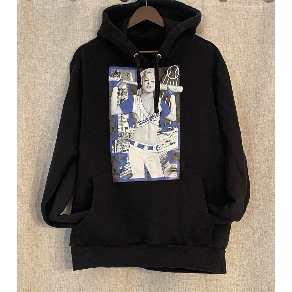 Los Angeles Hoodie Sweatshirt Marilyn Monroe LA Baseball Hoodie Sz Large